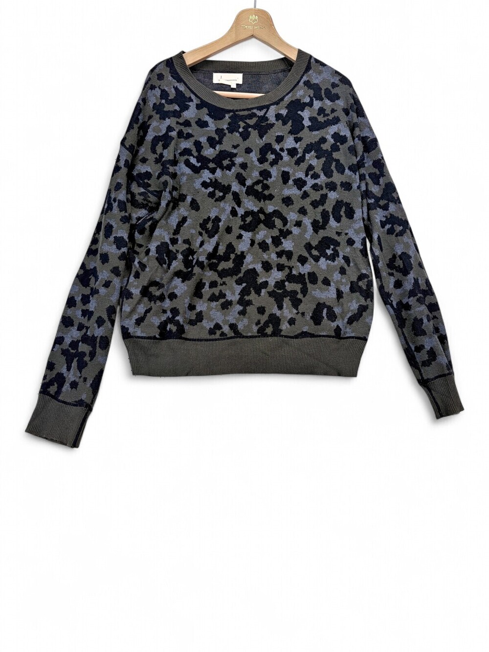 Anthropologie Leopard Jacquard Crewneck Sweater Size L